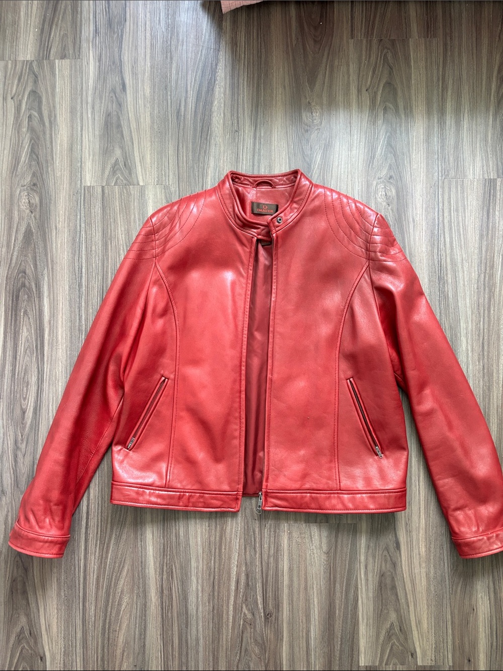 Danier Red Leather Moto-Style Jacket